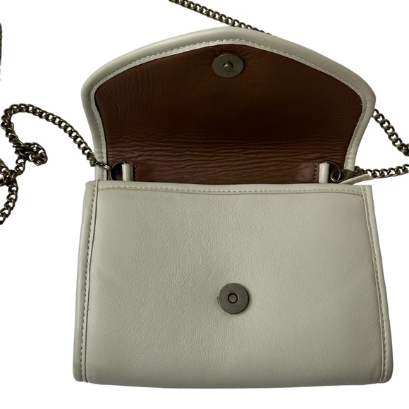 NENA & CO Beige Ivory Artisan Leather Crossbody Or Shoulder Wallet‎ On A Chain.